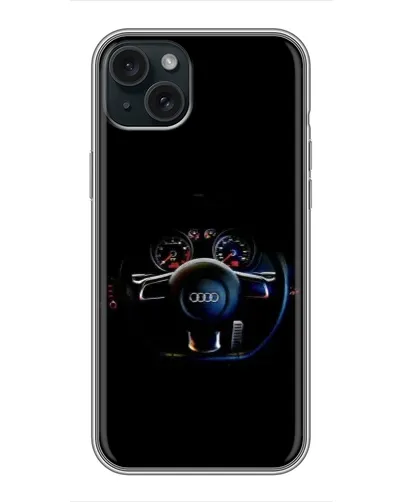 Чохол для iPhone 15 Plus з картинкою «Салон Audi — кермо» Чохол для iPhone 15 Plus з картинкою «Салон Audi — кермо»