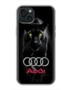 Чохол для iPhone 15 Plus з картинкою «Пантера та Audi»