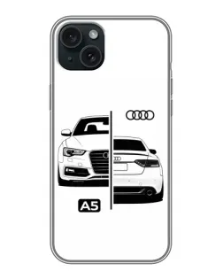 Чохол для iPhone 15 Plus з картинкою «Audi — контрастний дизайн»