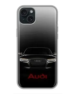 Чохол для iPhone 15 Plus з картинкою «Audi — градієнтний контур»