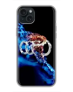 Чохол для iPhone 15 Plus з картинкою «Енергія лого Audi»