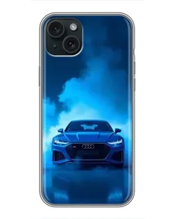 Чохол для iPhone 15 Plus з картинкою «Audi — блакитна енергія»