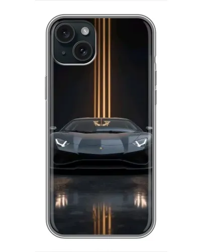 Чохол для iPhone 15 Plus з картинкою «Lamborghini золоті лінії»