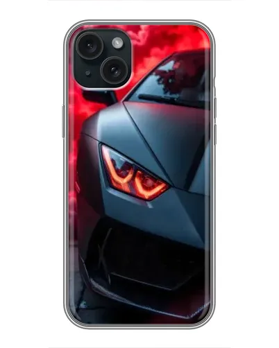 Чохол для iPhone 15 Plus з картинкою «Lamborghini червоне сяйво»
