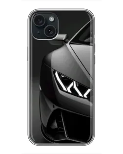 Чохол для iPhone 15 Plus з картинкою «Lamborghini фари деталізація»