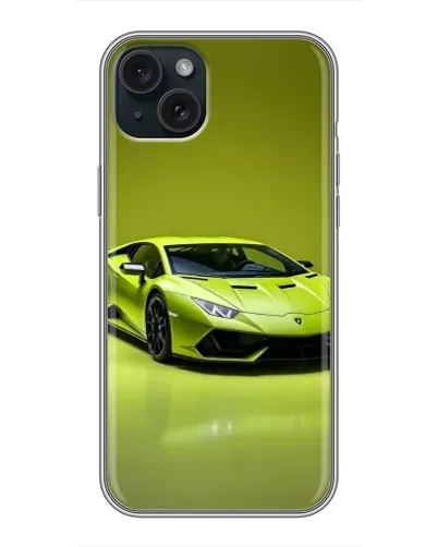 Чохол для iPhone 15 Plus з картинкою «Салатовий Lamborghini Huracan»