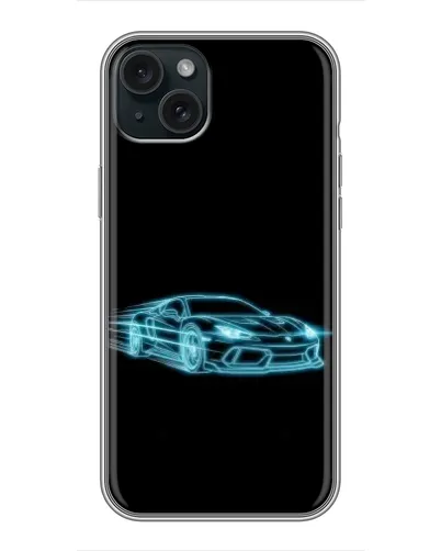 Чохол для iPhone 15 Plus з картинкою «Неоновий контур Lamborghini»