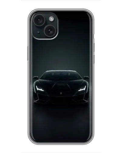 Чохол для iPhone 15 Plus з картинкою «Чорний Lamborghini Aventador»