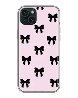Чохол для iPhone 15 Plus з картинкою «Чорні банти Coquette»