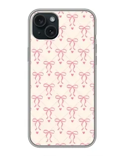 Чохол для iPhone 15 Plus з картинкою «Рожеві бантики Coquette»