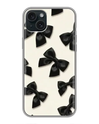 Чохол для iPhone 15 Plus з картинкою «Чорні бантики» Чохол для iPhone 15 Plus з картинкою «Чорні бантики»