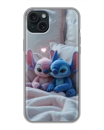 Чехол для iPhone 15 Plus с картинкой «Плюшевые Стич Ангел»