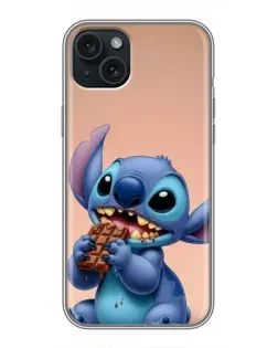 Чохол для iPhone 15 Plus з картинкою «Стіч їсть шоколад»