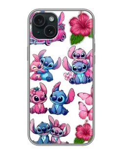 Чохол для iPhone 15 Plus з картинкою «Стікери Stitch та Angel»