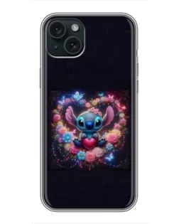 Чохол для iPhone 15 Plus з картинкою «Stitch у квітах»