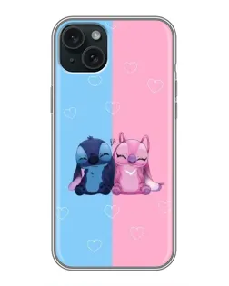 Чохол для iPhone 15 Plus з картинкою «Stitch та Angel Love»
