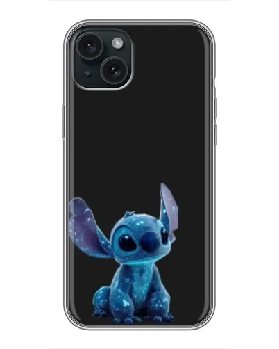Чехол для iPhone 15 Plus с картинкой «Стич на черном»