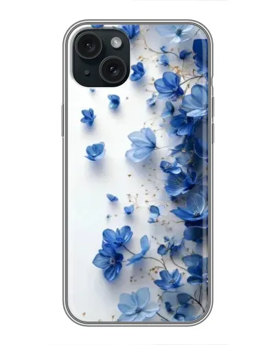 Чохол для iPhone 15 Plus з картинкою «Блакитний квітковий каскад»
