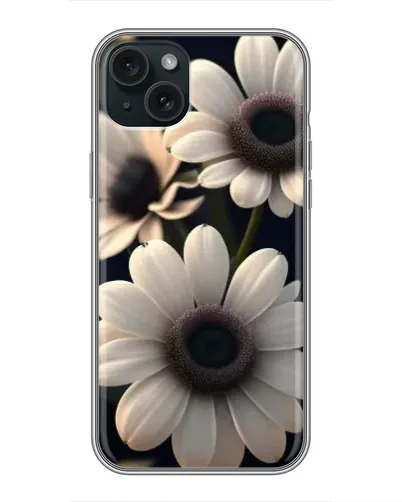 Чохол для iPhone 15 Plus з картинкою «Білі маргаритки макро»