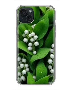 Чохол для iPhone 15 Plus з картинкою «Конвалії в зелені»