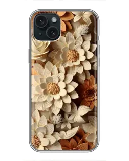 Чохол для iPhone 15 Plus з картинкою «Бежевий флористичний декор»
