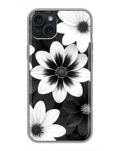 Чохол для iPhone 15 Plus з картинкою «Монохромні айстри»