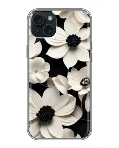 Чохол для iPhone 15 Plus з картинкою «Об'ємні білі квіти»