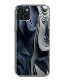 Чохол для iPhone 15 Plus з картинкою «Об'ємні сині складки»