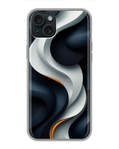 Чохол для iPhone 15 Plus з картинкою «Об'ємні чорно-білі стрічки»