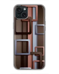 Чохол для iPhone 15 Plus з картинкою «Коричневі об'ємні квадрати»