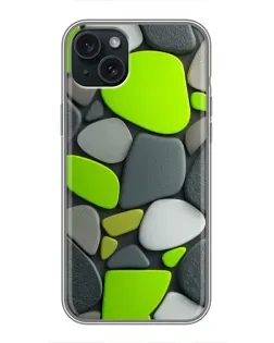Чохол для iPhone 15 Plus з картинкою «Яскрава неонова галька»
