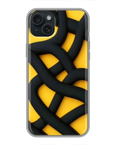 Чохол для iPhone 15 Plus з картинкою «Чорне жовте переплетення»
