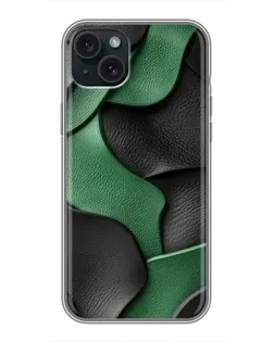 Чохол для iPhone 15 Plus з картинкою «Зелені шкіряні хвилі»