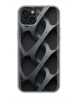 Чохол для iPhone 15 Plus з картинкою «Об'ємне сіре плетіння»