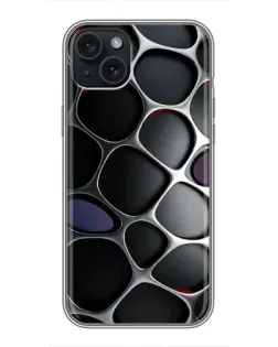 Чохол для iPhone 15 Plus з картинкою «Об'ємна темна решітка»