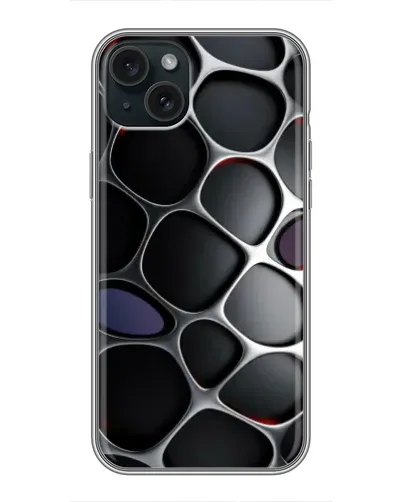 Чохол для iPhone 15 Plus з картинкою «Об'ємна темна решітка»