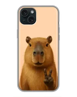 Чохол для iPhone 15 Plus з картинкою «Капібара вікторія»