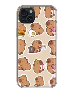Чохол для iPhone 15 Plus з картинкою «Капібари паттерн»