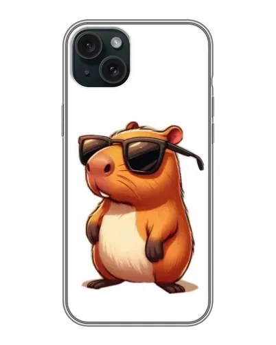 Чохол для iPhone 15 Plus з картинкою «Капібара в окулярах»