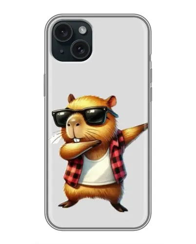 Чохол для iPhone 15 Plus з картинкою «Капібара репер даб»
