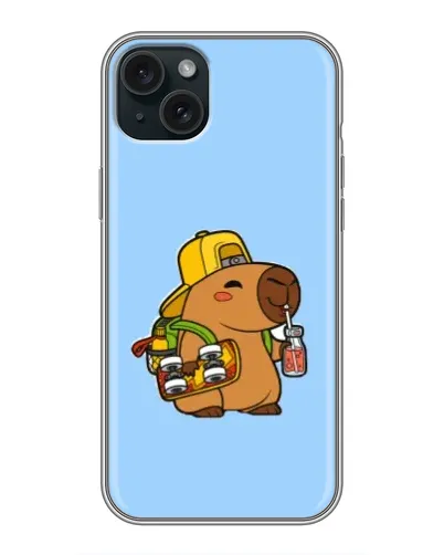 Чохол для iPhone 15 Plus з картинкою «Капібара на скейті»