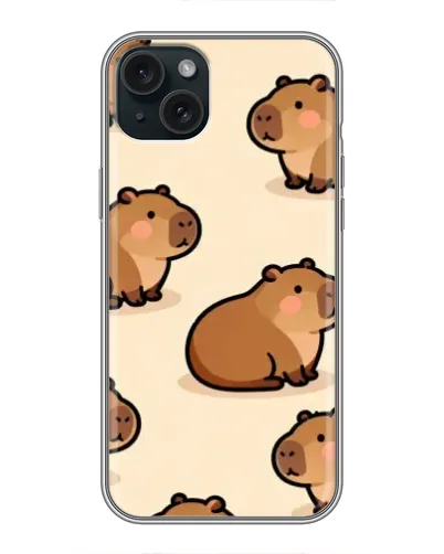 Чохол для iPhone 15 Plus з картинкою «Паттерн милих капібар»