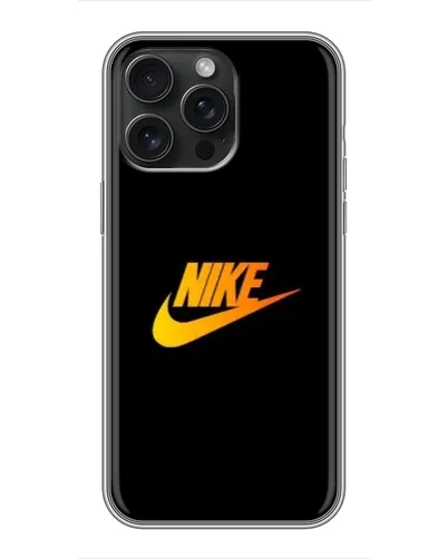 Чехол для iPhone 15 Pro Max с картинкой «Золотой логотип Nike»