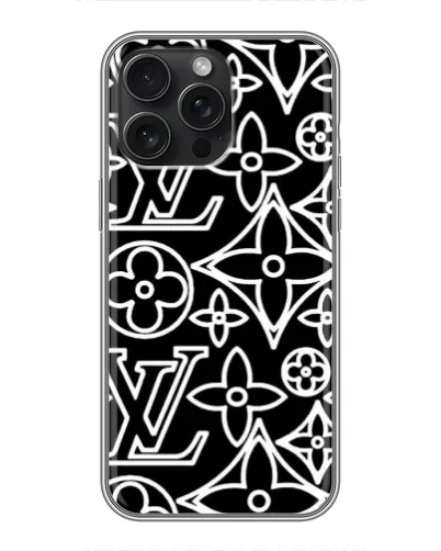 Чохол для iPhone 15 Pro Max з картинкою «Чорно-білий візерунок LV» Чохол для iPhone 15 Pro Max з картинкою «Чорно-білий візерунок LV»