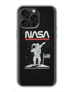 Чохол для iPhone 15 Pro Max з картинкою «NASA — крокуємо по Місяцю»