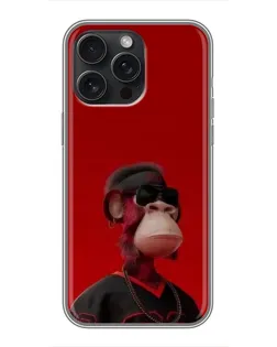 Чохол для iPhone 15 Pro Max з картинкою «Bored Ape в червоному»