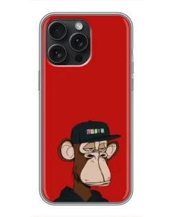 Чохол для iPhone 15 Pro Max з картинкою «Bored Ape — червоний фон»