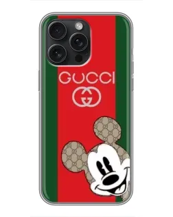 Чохол для iPhone 15 Pro Max з картинкою «Gucci — смуги та Міккі»