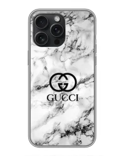 Чохол для iPhone 15 Pro Max з картинкою «Gucci — мармуровий шик»