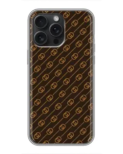 Чохол для iPhone 15 Pro Max з картинкою «Gucci — золоті діагоналі»